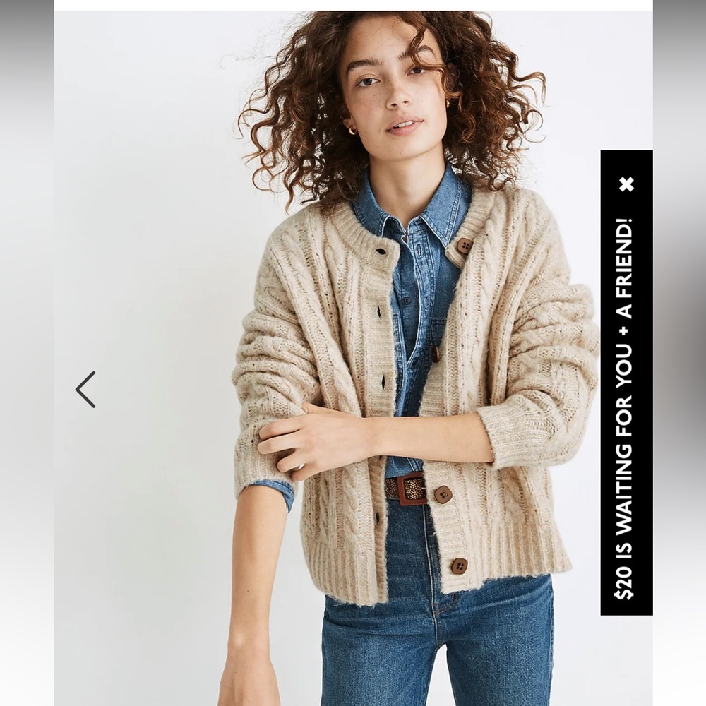 NWT madewell pointelle cable cardigan